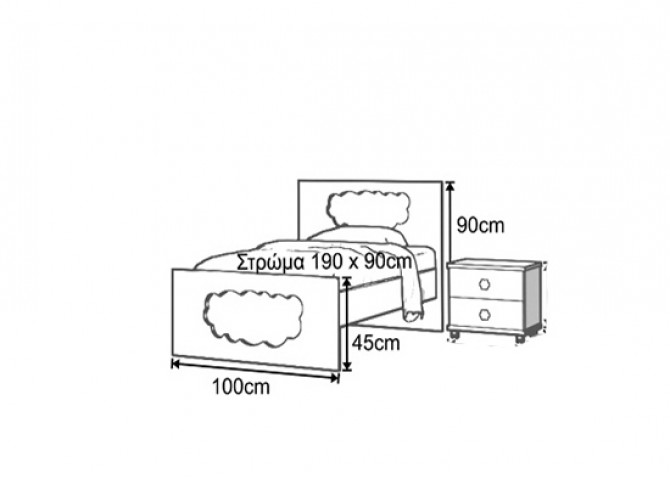 Παιδικό κρεβάτι μονό για στρώμα 90x190