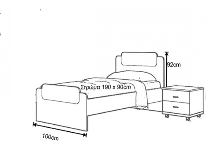 Παιδικό κρεβάτι μονό για στρώμα 90x190